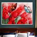 5D DIY Full Drill Diamond Painting Tulip Butterfly Embroidery Cross Stitch