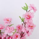1Pc Peach Artificial Cherry Spring Plum Peach Blossom Branch Silk  Flower T G8E3