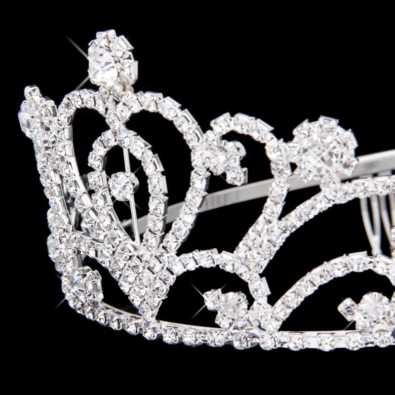 Fashion Wedding Party Bride Crown Rhinestones Headband with Comb Tiara Whit X2J4