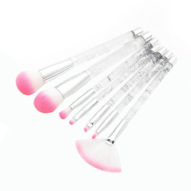 New 7Pcs Glitter Liquid Handle Makeup Brush Set Foundation Blending Power E L2M6