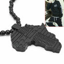 Black Beads Link Chain Wooden Africa Map Pendant Necklace Jewelry For Men FIV