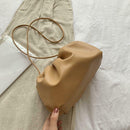 Fashion Women Shoulder Crossbody Bag PU Leather Solid Color Clutch (Camel) SN9F