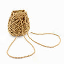 Woven Shoulder Drawstring Bucket Handbags Women Crossbody Bag (Light Brown)