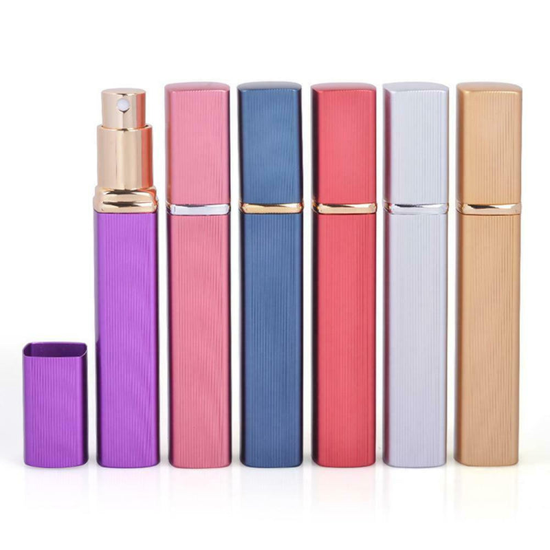 6pcs 12ml Travel Refillable Perfume Bottle Aluminum Casing Glass Liner Fine Mist