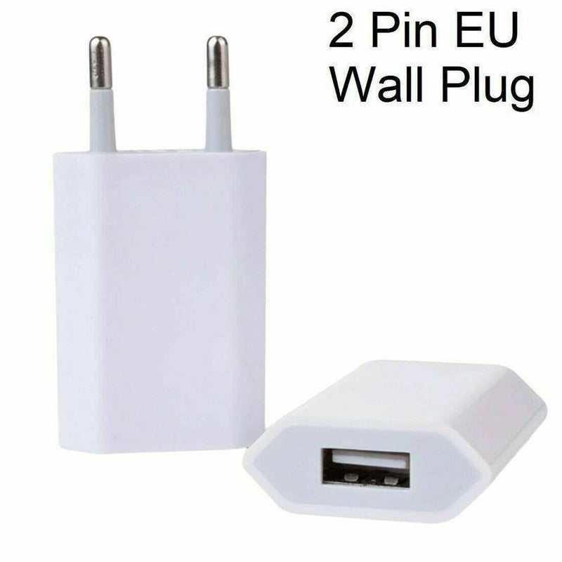 European USB plug Euro Europe EU 2 Pin 1A Fast USB Wall Plug Charger White.