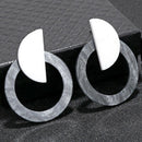 Big Statement Earrings For Women Stitching Geometric Earrings Gray