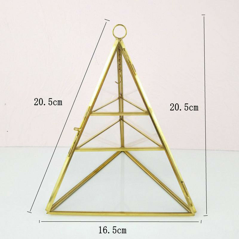 3-Tier Glass Pyramid Jewelry Stand Holder Geometric  Display Organizer Case