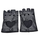 Women Punk Leather Driving Biker Fingerless Mittens Dance Motorcycle Gloves Gw