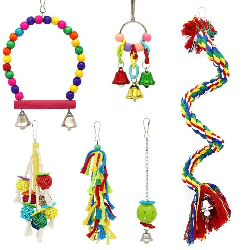 Birds Swing Toys,Parrots Chewing Hanging Perches With Bells Toys For Love B