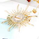 Enamel Sun Brooch Pin Women Rhinestone Crystal Scarf Coat Brooch Weeding  MO