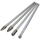 4Pcs Long Reach Rotary Burr Double Cut Tungsten Carbide Bit 1/4 Inch Shank  U9Q5
