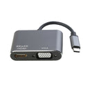 USB Type-C to HDMI VGA 4K 30Hz Video Adapter for PC TV Projector (Grey)