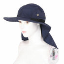 Outdoor Fishing Hiking Boonie Snap Hat Brim Ear Neck Cover Sun Flap Cap Blu M5Y1