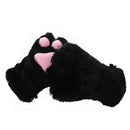 2 pieces Black Cat Foot Paw Plush Gloves + Cat Ears Hair Clips Hair Pins Pa