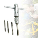 Ratchet Tap Steel Wrench Adjustable T Handle Machine Screw Taps with 5Pcs M Z9H3