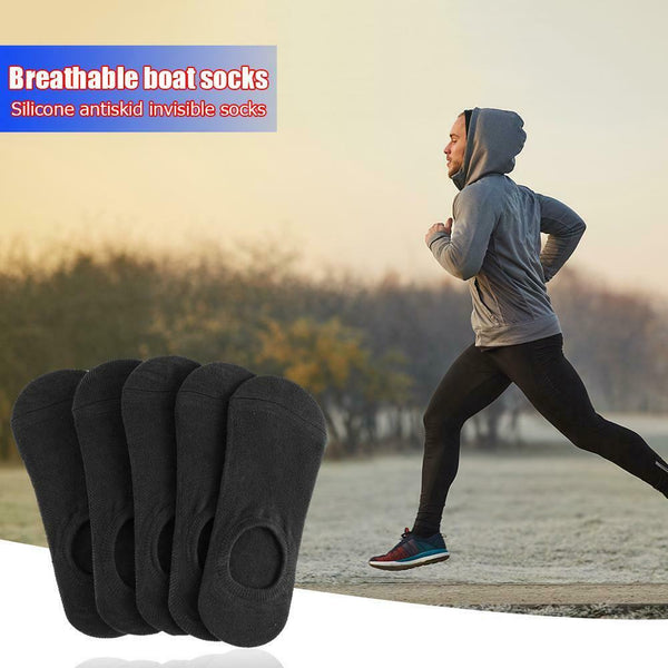 4 Pairs Men Cotton Socks Thin Solid Sports Breathable Non-slip Boat Socks A#S