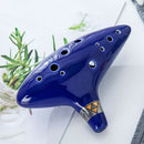 12 Holes Alto C Key Ocarina Musical Instrument Flute with Lanyard Blue
