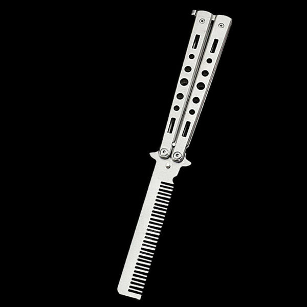 Foldable Stainless Steel Comb Hair Pomade Styling Butterfly Comb Hairdressi F6J5