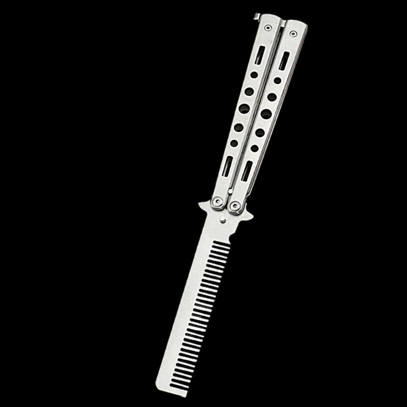 Foldable Stainless Steel Comb Hair Pomade Styling Butterfly Comb Hairdressi F6J5