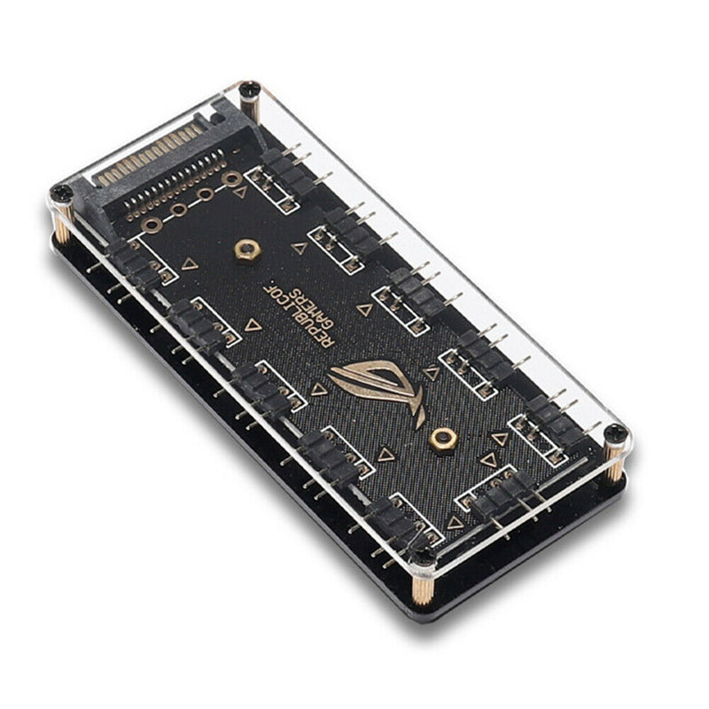 10 Ports RGB Fan HUB PC Desktop SATA Power 5V 3PIN ARGB Extension Splitter
