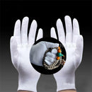 12 Pairs White Inspection Nylon Lisle Work Gloves Coin Jewelry-Lightweight