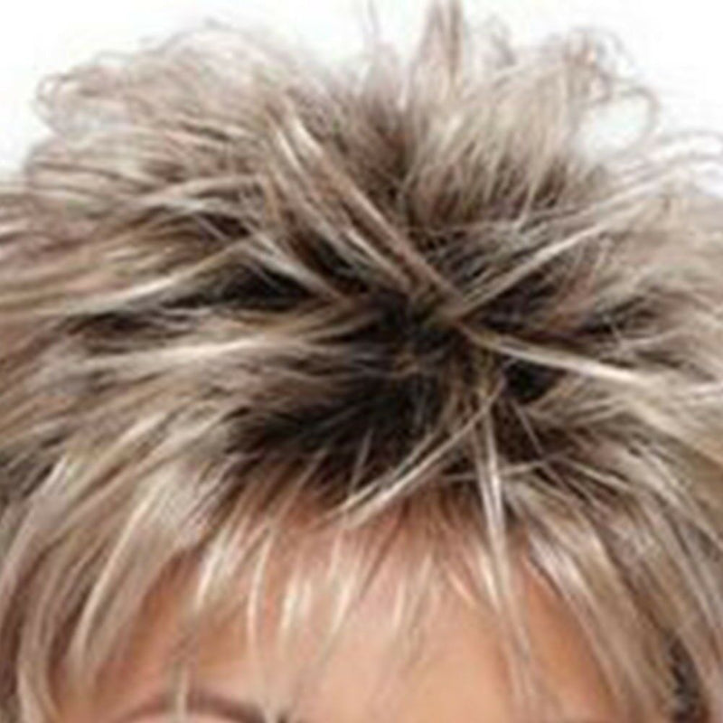 Vogue Womens fashion short Fluffy Wavy mixed Blond Brown Curly Natural Hair Wig