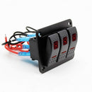 12V-24V 3 Gang red Rocker Switch Panel Circuit Breaker Boat Marine Waterpro T9S6