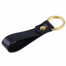 Black Leather Strap Copper Loop Key Chain Ring Keychain Keyring Easy Key Carry