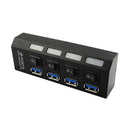 4 Port USB 3.0 Hub with High Speed Adapter ON OFF Switch for Laptop PC Black