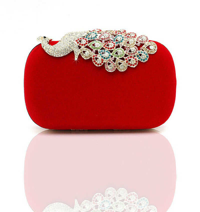 Crystal Womens Clutch Evening Handbag Wedding Party Purse Banquet Bags Red