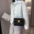 Women Leather Crossbody Bags Small Shoulder Messenger Chain Handbag (Black)