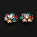 10 Colorful Crystal Rhinestone Flower Buttons Flatback Cluster Embellishment