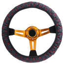 Elastic Black/Red Embroidered Cover for 38cm Diameter Car Steering Wheel