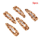 5pcs Women Leopard Hair Pin Hairband Girl Snap Barrette Bobby Hair Clip Po BX