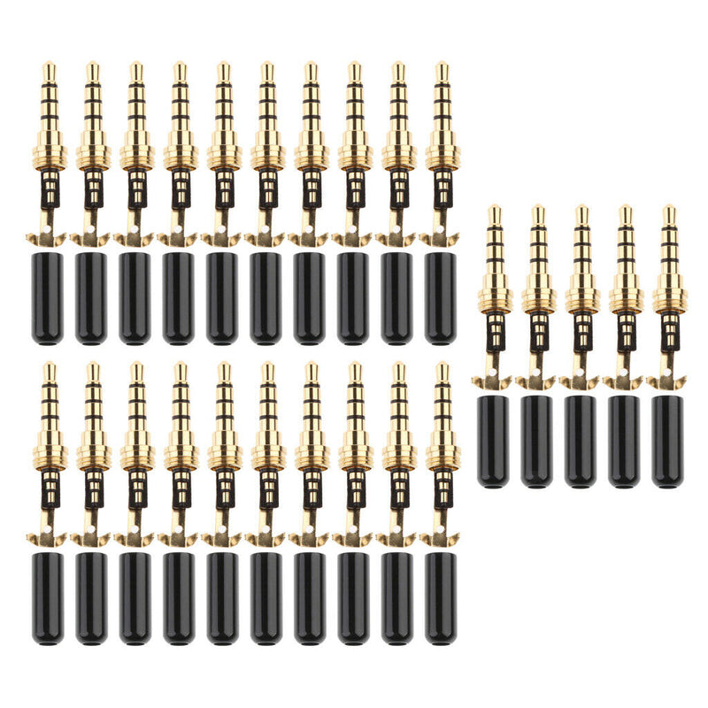 25 Pieces Agate Black 3.5mm Plug Connector