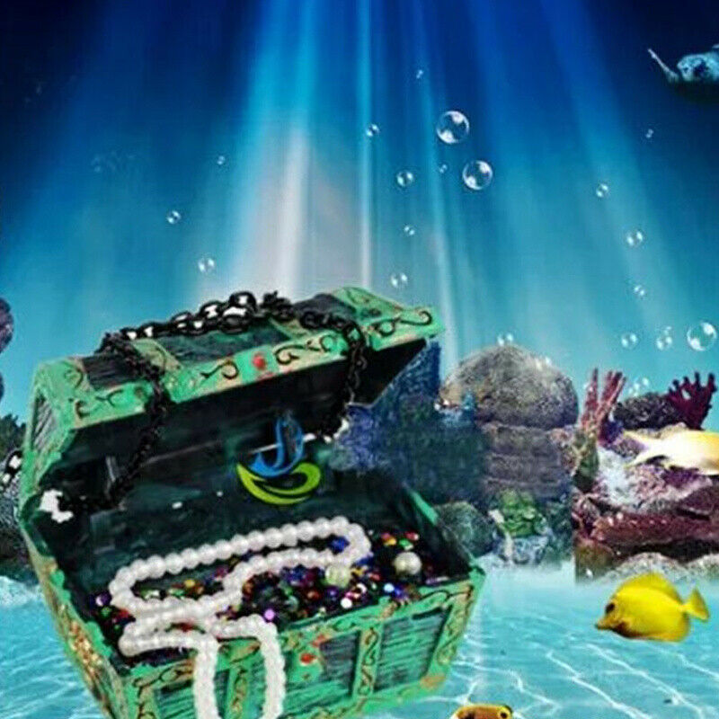 Frogman Diver Treasure Chest Shaped Action Air Ornament Fish Tank Aquarium Decor
