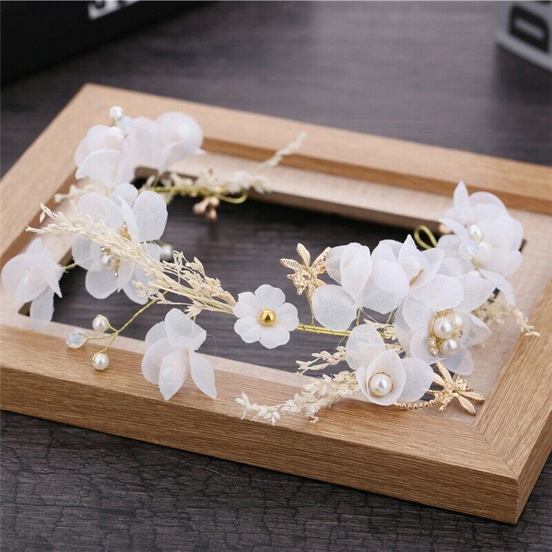 Floral Princess Wedding Headpiece Dried Flower Headband Dragonfly Tiara Hai Y7K7