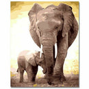 Diy Oil Painting, Paint by Number Kit-16x20inch (Frameless) Two elephants C2M3