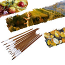 12PC Artists Paint Brushes Nylon Hair Wooden Handles Pointed Tip Brush Pen Brown