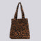 Women Corduroy Handbag Animal Print Big Capacity Shoulder Bag (Leopard)