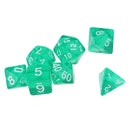 7Pcs Transparent Dice Polygon Dices For Dungeons DND MTG RPG Gaming Green