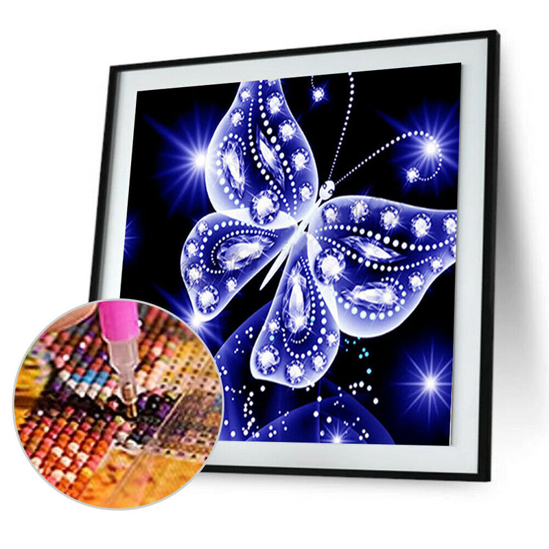 Butterfly Painting 5D Diamond Mosaic Embroidery DIY Cross Stitch Kit(Blue)