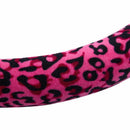 38cm leopard steering wheel cover in winter plush gear brake black/red