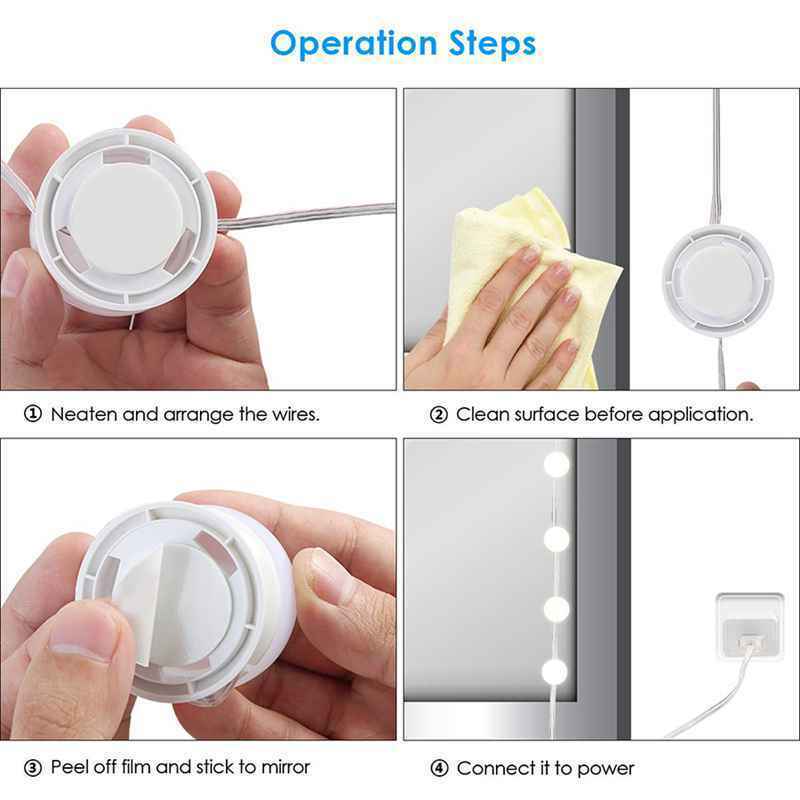 Usb Powered Dimmable 10w Bulb Hollywood Led Makeup Mirror Light Led Vanity  Z3T6