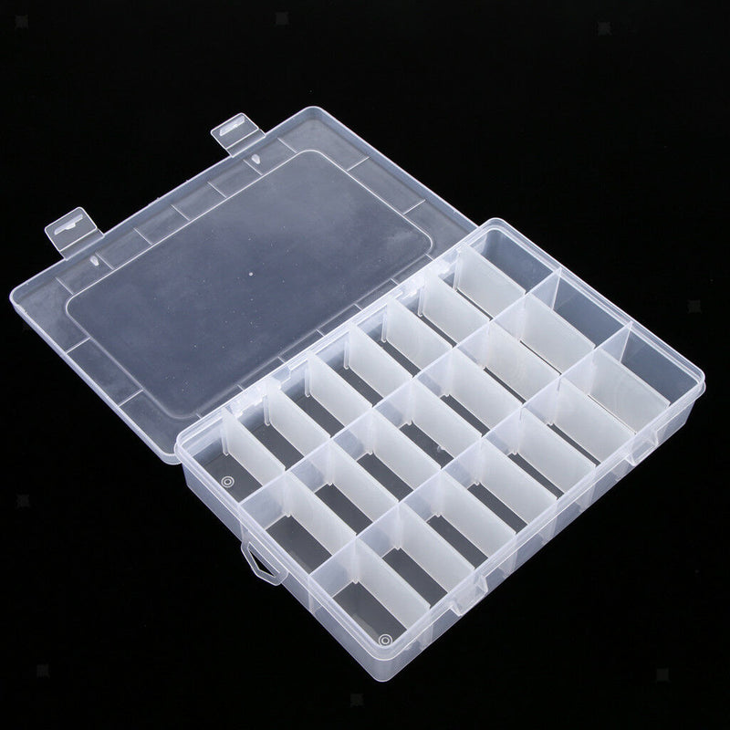 24 Slots Adjustable Grids Jewellery Storage Box Beads Craft Organizer Case