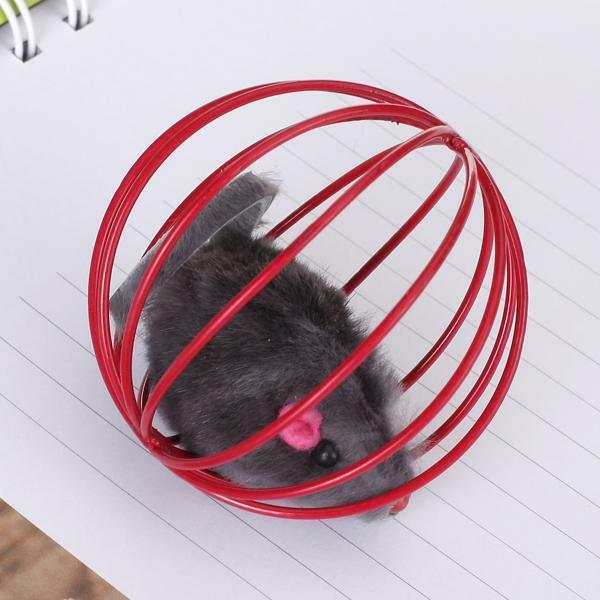 Fun Gift Play Playing Toys False Mouse in Rat Cage Ball For Pet Cat Kitten
