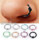 Mixed 8pcs Rhinestone Ear Lip Nose Ring Hoop Bone Bar Pin Piercing Body Jewelry