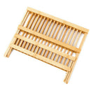Wooden Dish Rack Plate Rack Collapsible Compact Wood Tableware Holder Rack