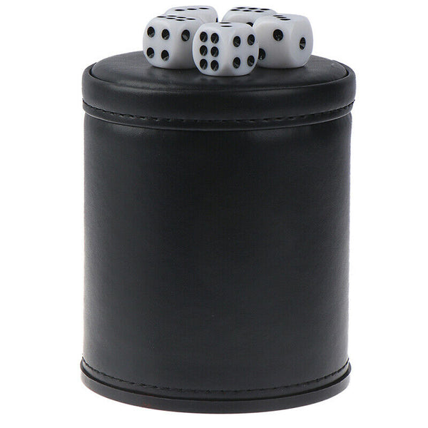 1PC Black/Red Leather Dice Cup Felt Lining Quiet Shaker for Playing Dice Game