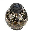 Retro Solar LED Lamp Garden Iron Hanging Lantern Landscape Light (B Black)